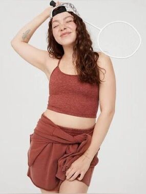 Aerie / The Hugger Longline Racerback Sports Bra Rust Red